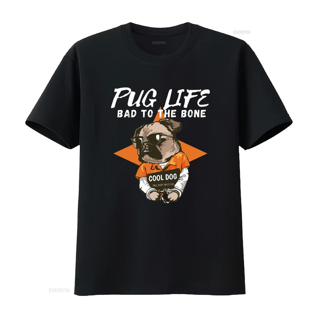 Pug Life T Shirt Owner Mom Dad Dog Lover Gangsta vintage Washed Stylish Stretched Versatile Casual streetwear