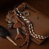 Handmade Vintage Bear Key Pendant PU Leather Woven Ropes Keyring  Jewelry Accessories