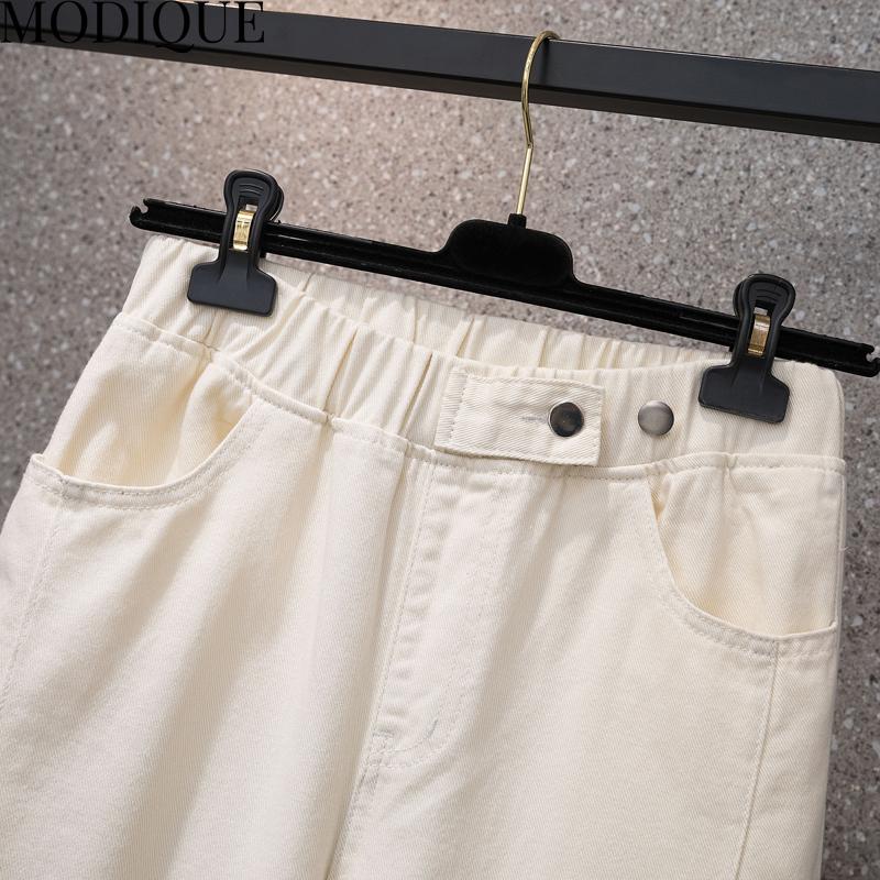 MODIQUE Spring Plus Size New Women Loose Vintage Straight High Waisted Elastic Long Jeans Lady Casual Versatile Harem Pants  Trousers