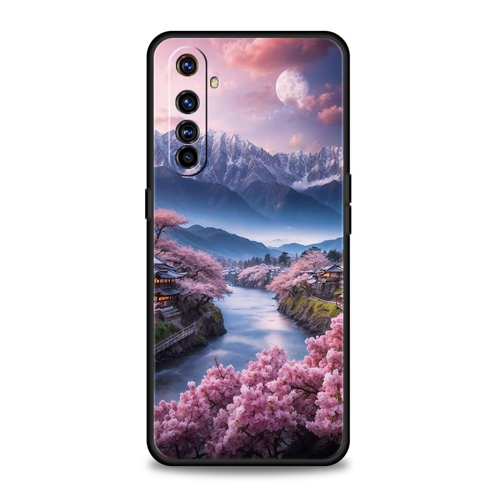 Розовый закат в горах Чехол для Realme C67 C63 C55 C53 C35 C25 C21 GT 2 3 5 6 10 11 12 13 Pro Plus 5G Мягкий ТПУ Чехол для телефона Fundas