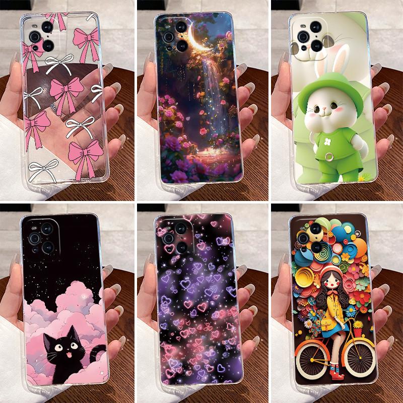 Чехол для OPPO Find X3 X3 Pro, прозрачный, роскошный, милый, с кроликом, смешной, из мягкого силикона TPU, задняя крышка для OPPO FindX3 X3Pro