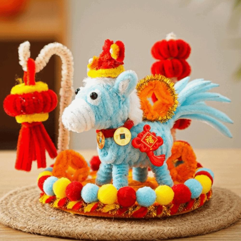 Ручная работа Лошадка Подвеска на стол Мультяшная Милая Креативная DIY Палочка-твистер Незаконченный DIY Набор материалов Украшение Лошадь на Новый год по лунному календарю