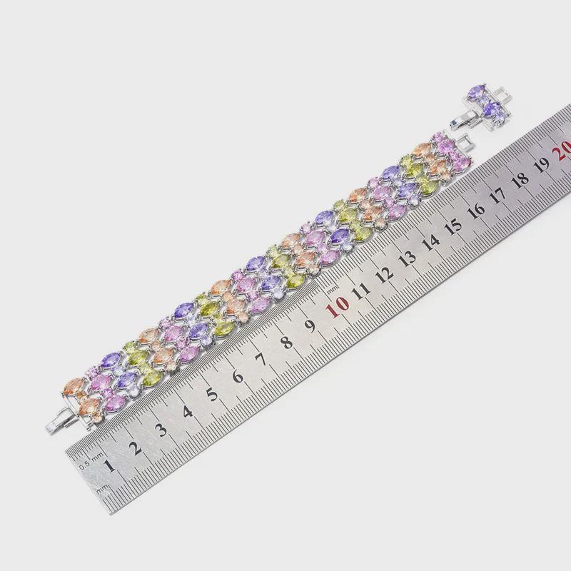 Элегантный браслет из кристаллов циркония с цветными драгоценными камнями - идеальный подарок для женщин