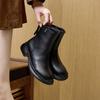 2025 Autumn New Leather Martin Boots Women's Korean Version Rear Zipper Women's Leather Boots One-pedal Platform Casual Shoes