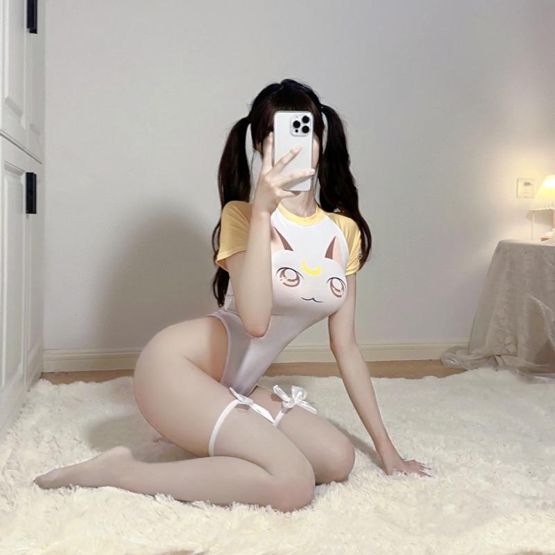 Сексуальное нижнее белье маленький дикий котенок * новый продукт двухмерное облегающее тело свободный комбинезон анимация мертвая библиотека вода Сао