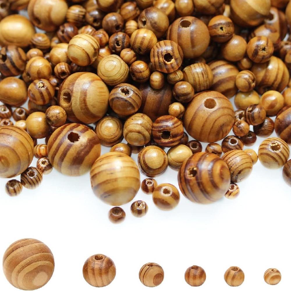Круглые бусины из туи с деревянными полосками, экологически чистые, деревянные разделительные бусины для изготовления ювелирных изделий, аксессуары для DIY, 6-30 мм