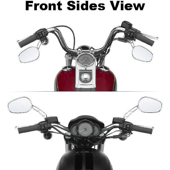 WOWTK Chrome L & R 8Mm Rear View Mirrors Fit For Harley FLSTC FXDB Dyna FXDF FLSTF