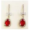 [R8473] - Silver Red 'Sissi' Designer Earrings - 35x10 Mm