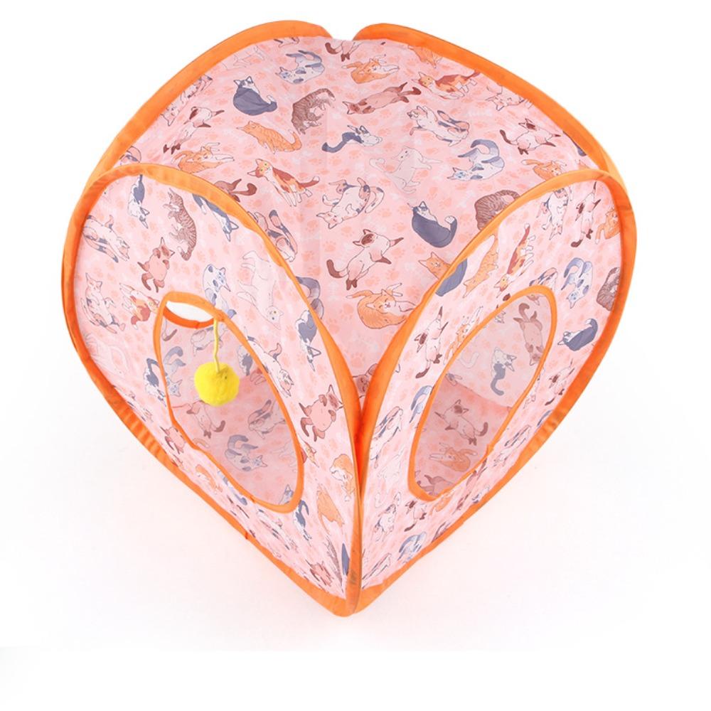 Printed Cat Play Tunnel Foldable Cat Channel Universal Cat Tent Nest Interactive Fun Toy