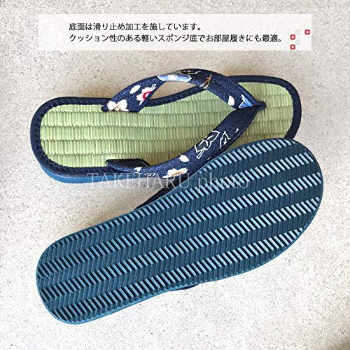 Takeharu Setta Made in Japan Tatami Rush Sandals Calypso Tatami Sandals Hemp 14 Sandals M Women's Leaf/Navy