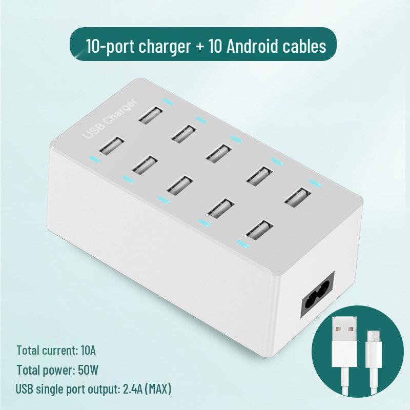 Многопортовое USB-быстрое зарядное устройство: Умная настольная зарядная станция для нескольких устройств