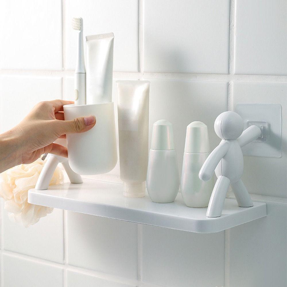 White Color Wall-Mounted Storage Rack Waterproof Design Office Storage Accessories Home Storage