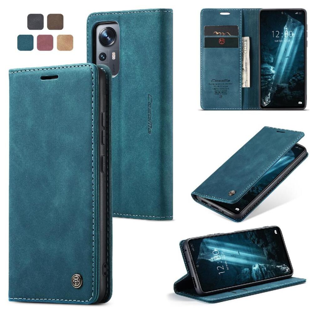 (Blue) Flip Case for Xiaomi 12/12x/12s Case Card Slot Kickstand Vintage Pu Leather Wallet Magnetic Closure Shockproof Flip Folio Book