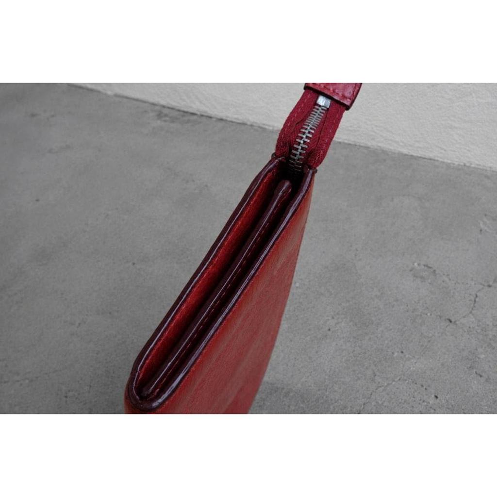Used Rare CELINE Old Celine Carriage Hardware Leather Long Wallet Red