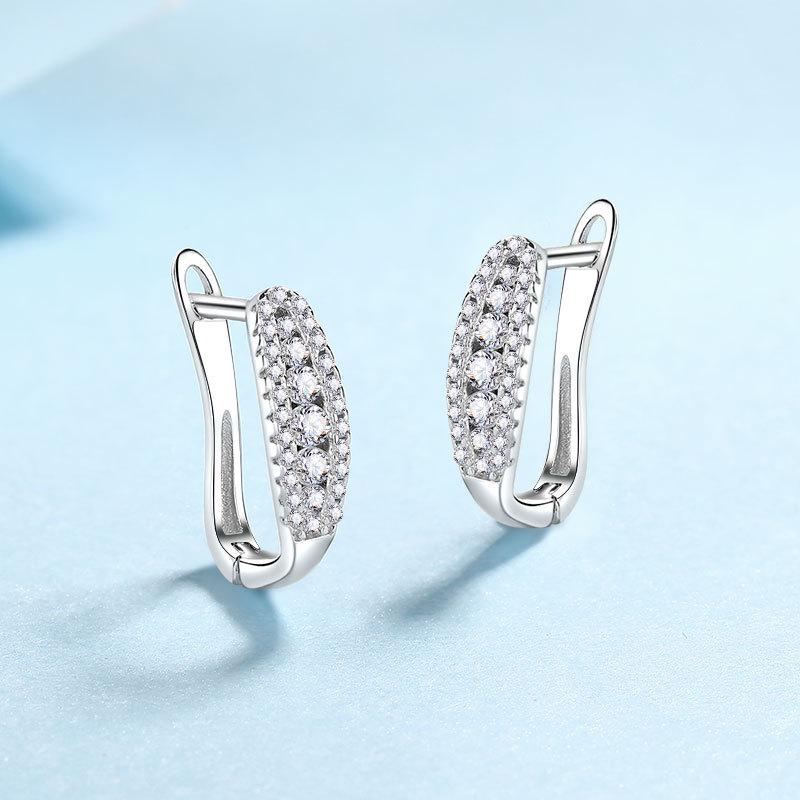 Новые женские серьги из стерлингового серебра, инкрустированные муассанитом, универсальные, простые и персонализированные серьги.