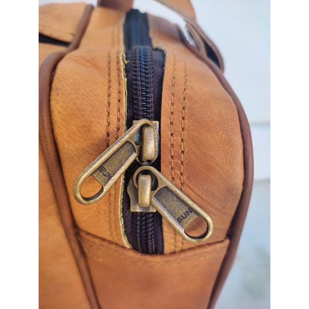 Handmade Vintage Genuine Goat Leather Brown Travel Overnight Duffle Weekend Bag