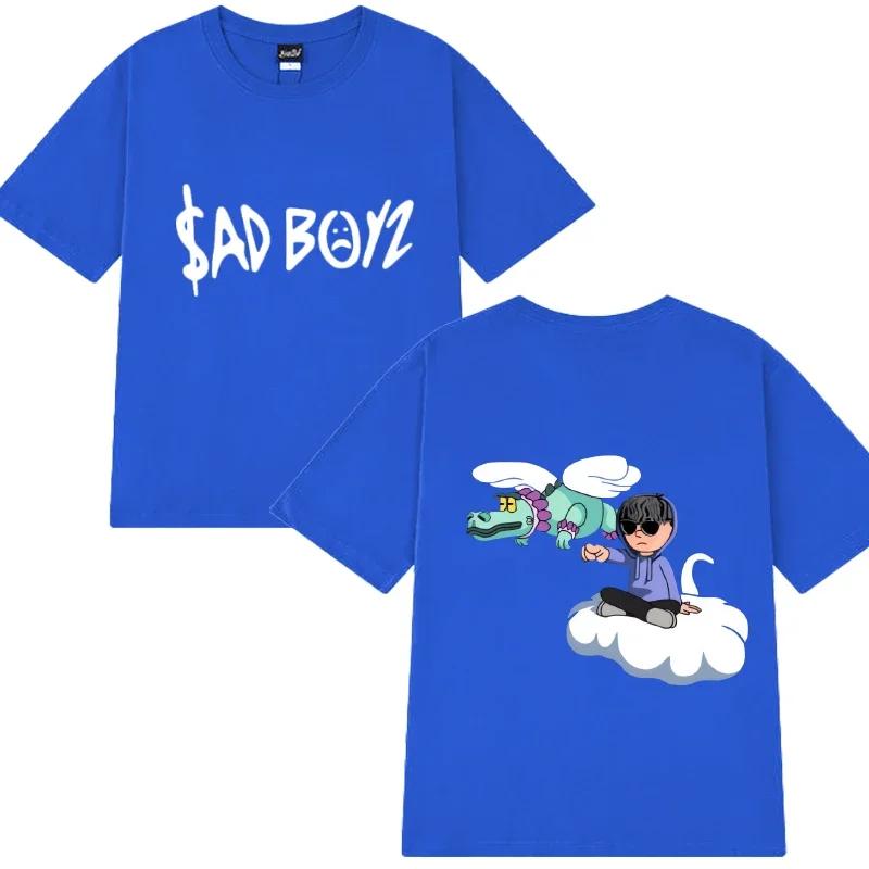 Популярный певец Junior H Sad boyz харадзюку Мультяшная графическая футболка Мужские Женские Оверсайз футболки с коротким рукавом Унисекс 100% Хлопок Топы