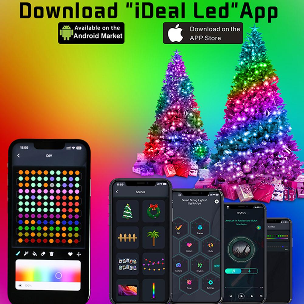 Светодиодные гирлянды RGB Smart Bluetooth Control USB Светодиодные гирляндные лампы Рождественская елка Открытый Новогодний коридор Гирлянда Огни Украшения