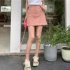Юбка средней длины, летний студенческий стиль работы, завернутые ягодицы, высокая талия, короткая юбка-трапеция, модная женская одежда