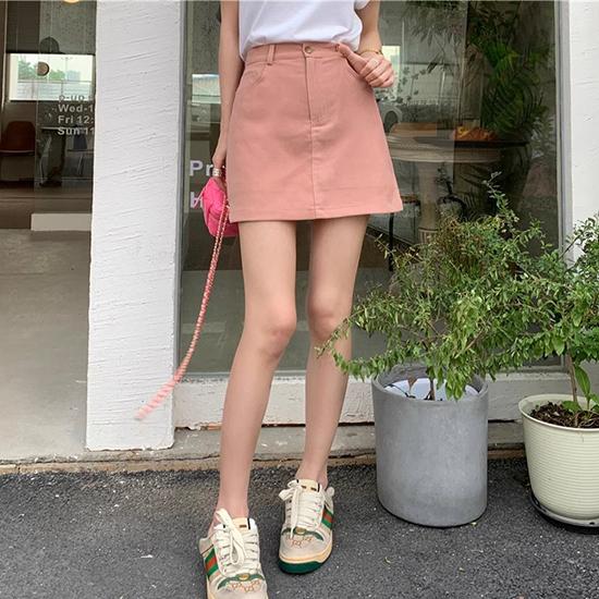 Юбка средней длины, летний студенческий стиль работы, завернутые ягодицы, высокая талия, короткая юбка-трапеция, модная женская одежда