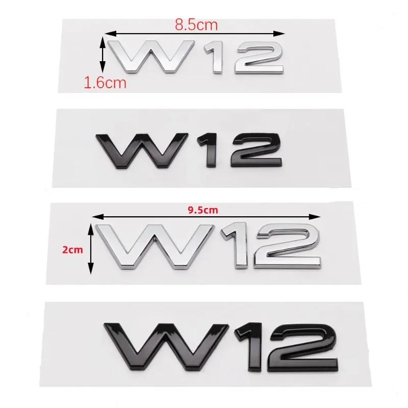 3D ABS Хром Черный Буквы W12 Эмблема Значок Наклейка Аксессуары для Бокового Крыла Задней Крышки Багажника Автомобиля·