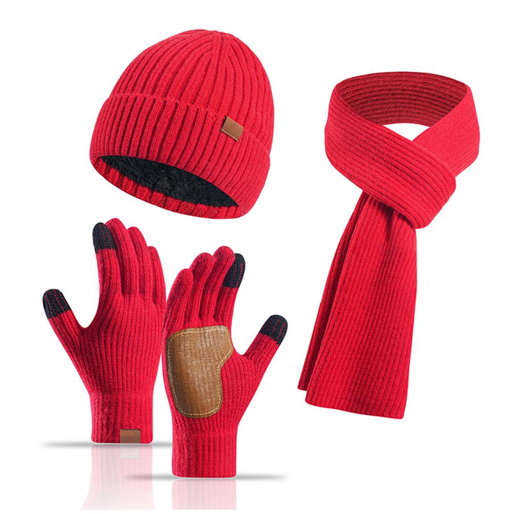 3 шт./комплект унисекс зимняя шапка шарф перчатки комплект толстая вязаная теплая шапка отличное трение ладонные перчатки эластичные уши ветрозащитный