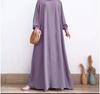 2024 Middle East Muslim Women's Puff Sleeve Dress with Zipper Placket and Elastic Cuffs