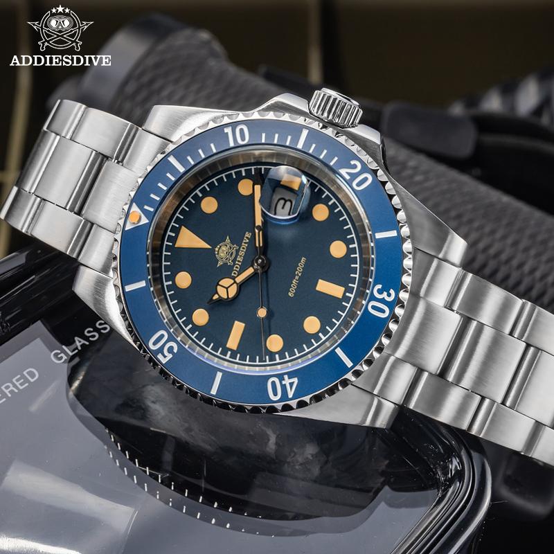 ADDIESDIVE 41mm Men's Watch Diving Japanese Quartz Movement 200m Waterproof 316L Stainless Steel Ceramic Bezel Luminous AD2054
