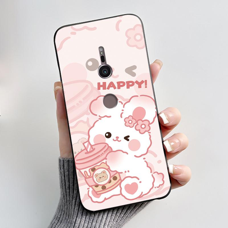 Модный черный чехол с принтом кролика для молочного чая для Sony Xperia XZ2/SO-03K Черный чехол для Sony Xperia XZ3/SO-01L Мягкий чехол с защитой от царапин