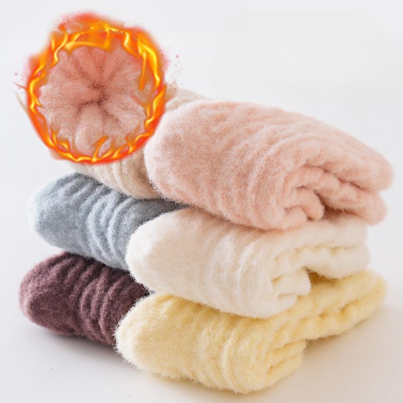 Зимние утолщенные теплые носки для новорожденных, детские гетры, однотонные носки для младенцев, детские спальные носки