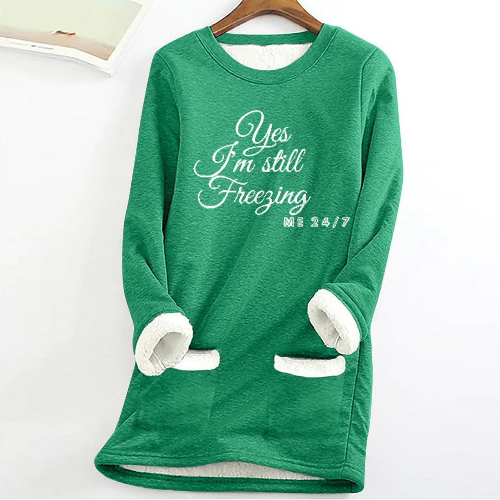 Women's Autumn And Winter Large Size Loose Thickened And Lamb's Wool Warm And Fitted Bottom Shirt With Pocket