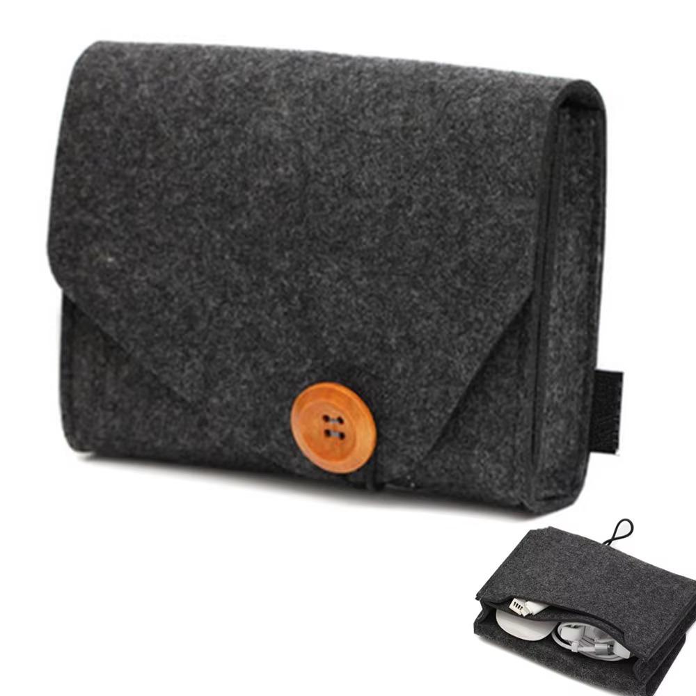 Portable Data Cable Storage Box Felt Organizer Box Durable Storage Bag Outdoor Travel