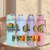 1PC Multiple Fishing Angler Collage Layout 750ml Color Plastic Water Bottle Leakproof Flip Straw Lid For Sports Office Home Use