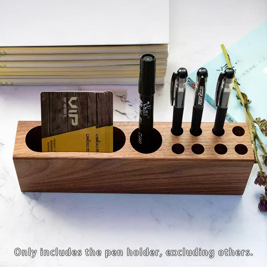 Pen Holder for Desk Acacia Wooden Pencil Stand Solid Wood Business Card Holder Fountain Pen Organizer Aesthetic Office