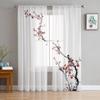 Ink Plum Blossom Flower Plant Tulle Sheer Curtains for Living Room Decoration Window Curtain for Bedroom Voile Organza Drapes
