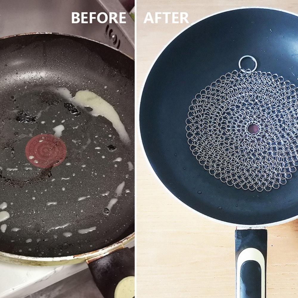 Reusable Chain Mail Scrubber with Hanging Ring Washing Net New Cast Iron Cleaner Clean Pot Pans
