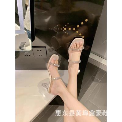 Обувная фабрика Xinhao~~ Легкая роскошь, высокий класс, новые хрустальные прозрачные шлепанцы на одной перемычке