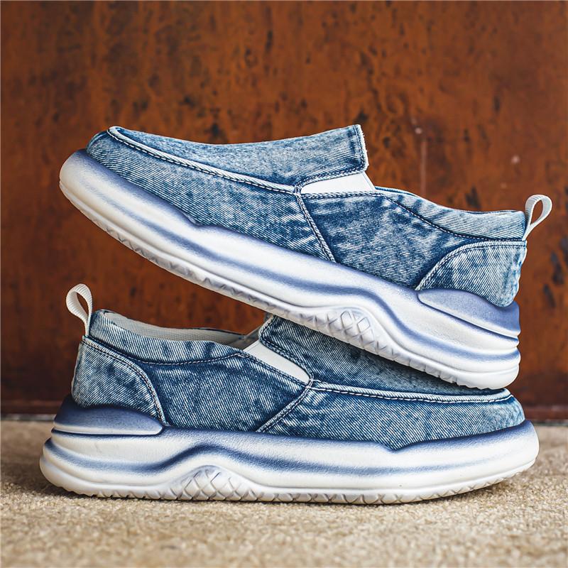Мода Новые Мужские Джинсовые Туфли 2024 Лето Новые Мужские Низкие Кеды Дышащие Холщовые Легкие Туфли для Ходьбы Вулканизированная Обувь