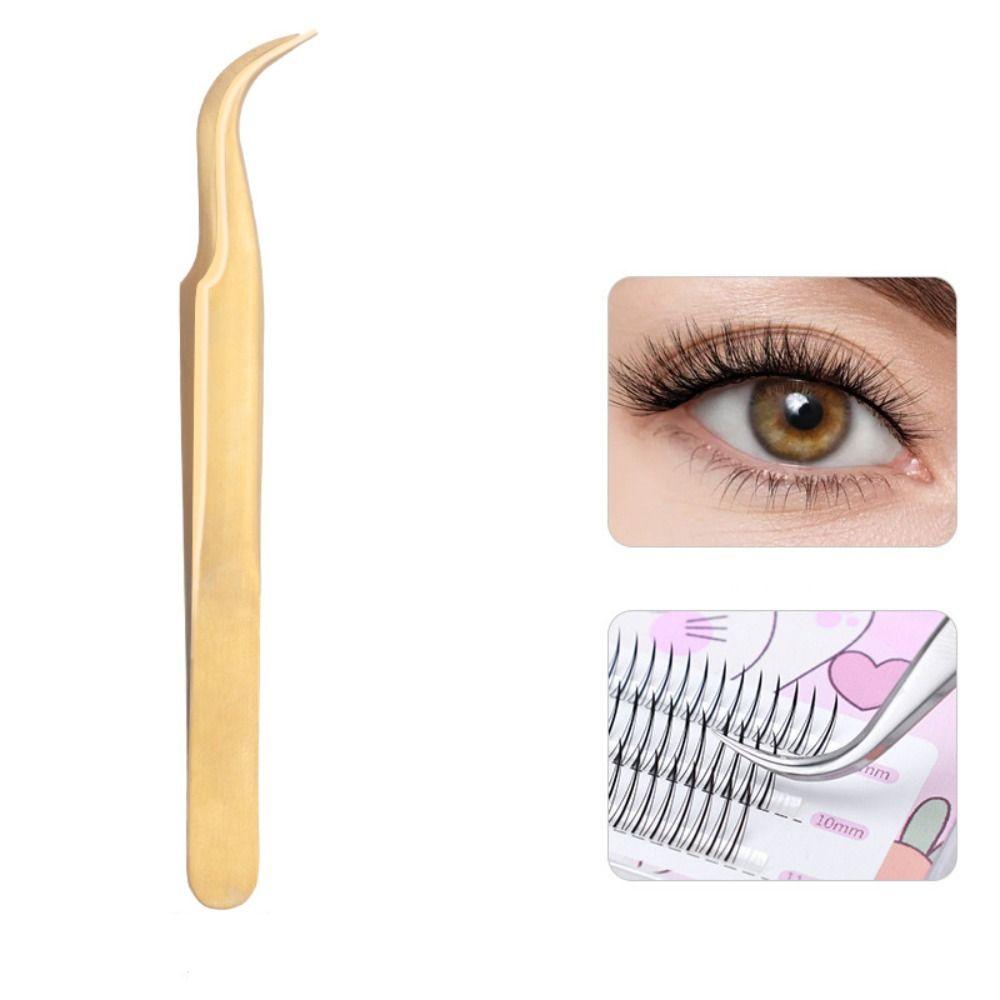 Пинцеты с изогнутым кончиком против скольжения Золотые прямые пинцеты Пинцеты для наращивания ресниц Аксессуары для макияжа