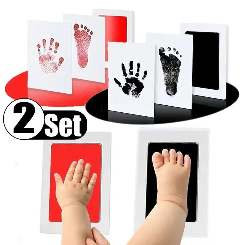 2 PCS Baby Handprint Footprints Ink Pads Safe Non-toxic No-Touch Skin Inkless Inkpad Kits Pet Cat Dog Paw Prints Souvenirs Gifts