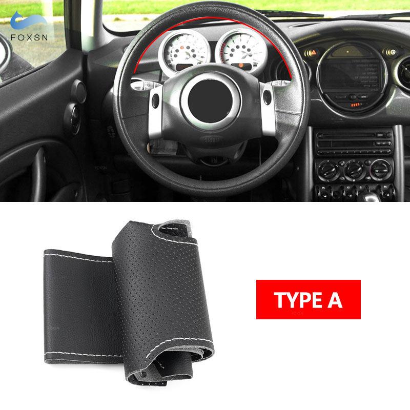 Car Accessories Braid On Steering Wheel Leather Cover Trim For Mini Coupe 2001-2006 Convertible 2004-2008 For Mini R50 R53