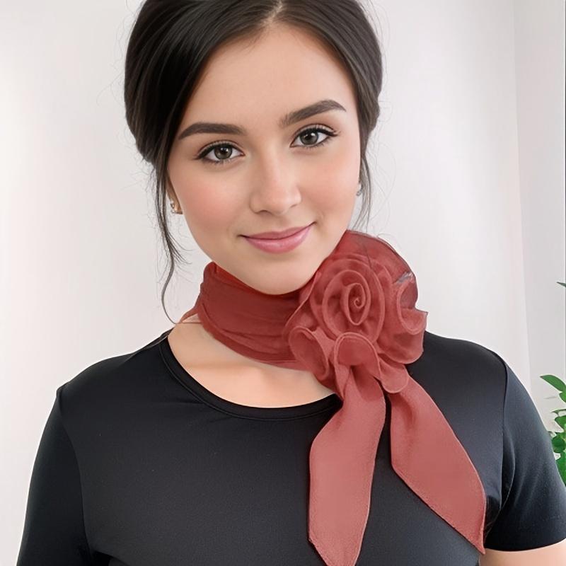 1 шт. Одежда Мода Многоцелевой Наряд Элегантное Украшение Длинный Шелковый Шарф Темперамент Аксессуары Привлекательная Роза