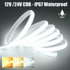Светодиодная COB лента DC12V 24V с 2-контактным / DC кабелем, IP67, водонепроницаемая, для улицы, домашнего декора, гибкая лента-веревка, светодиодный неоновый свет 3000K 4000K 6000K