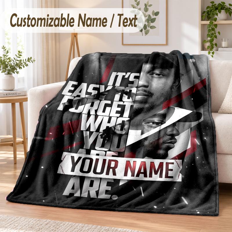 Kendrick Lamar Custom Name Flannel Throw Blanket Soft Warm for Sofa Bed Indoor Home Use