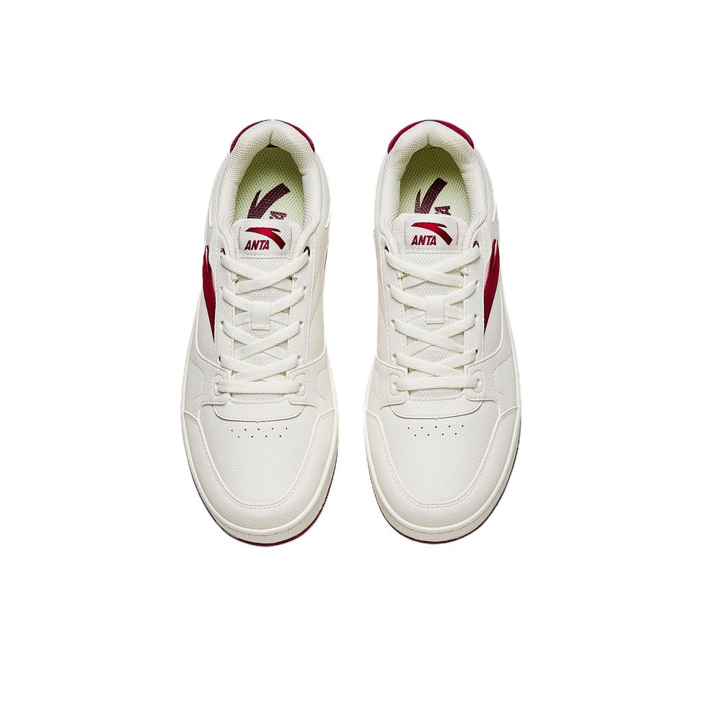 Anta Year 2 Simple Versatile Classic Fashion Durable Lightweight Low-Top Skate Shoes Women Sneaker White Red 922548068-6
