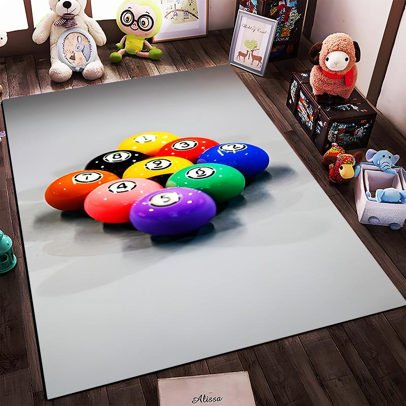 Colorful Billiard Balls Design Rug, Non-slip rug suitable for living room and bedroom sofas.