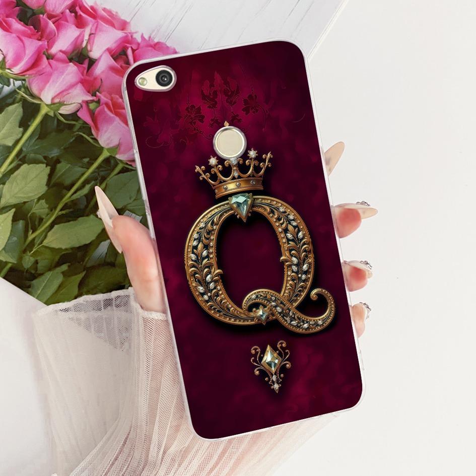 For Huawei P8 P9 Lite 2017 Case PRA-TL10 Luxury Initial Letter Soft Silicone Cover For Honor 8 Lite PRA-LX1 Nova Lite 2017 Shell