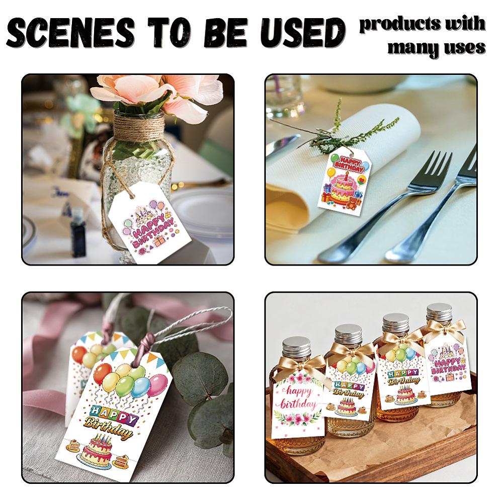 1set 80pcs 4 styles Printed Paper Thank You Gift Tags Rectangle Cake 7.7x5.1cm Hole: 5mm 20pcs/style