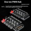 2 шт. 10-портовый PWM-разветвитель для вентиляторов ПК, адаптер-контроллер скорости вентилятора для компьютера, 4-контактный адаптер расширения для охлаждающего вентилятора