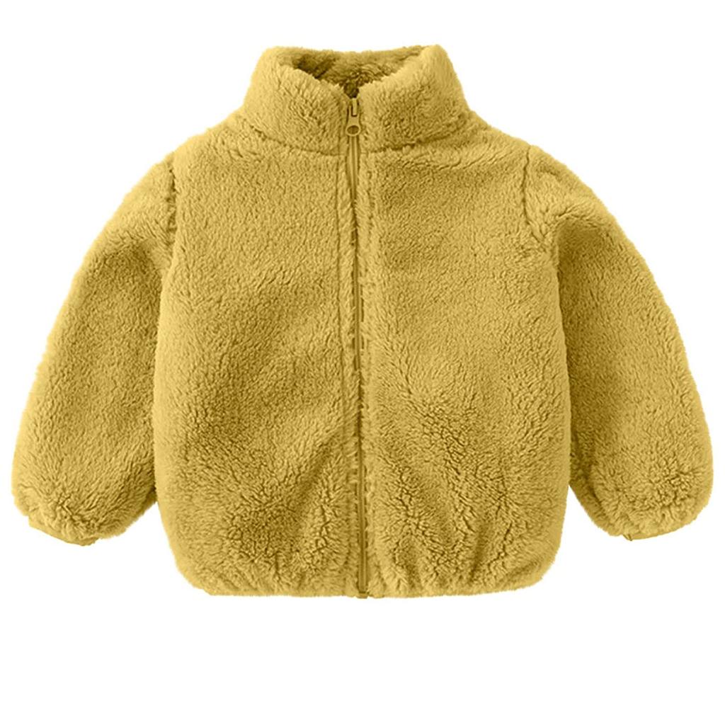 Симпатичное однотонное толстое флисовое пальто на молнии для маленьких девочек и мальчиков, теплая верхняя одежда